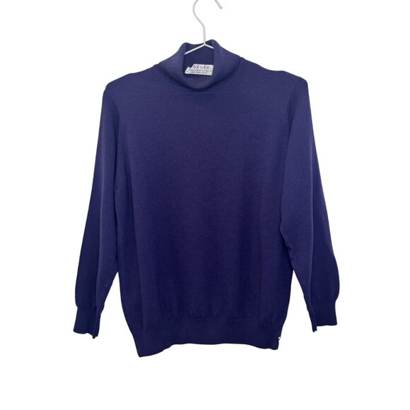 Jaeger purple merino wool ribbed turtleneck sweater size 10 - Picture 2 of 8